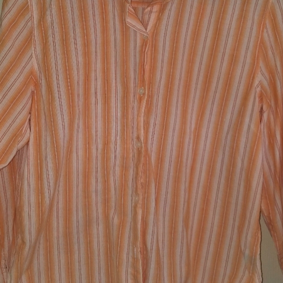 AEO button down womens striped orange Vintage - Picture 1 of 8